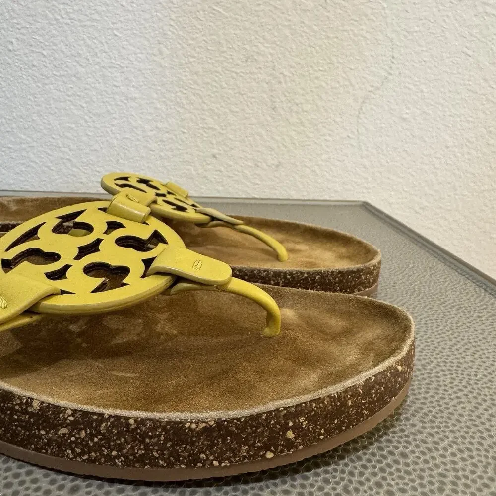 Tory Burch Miller Cloud Leather Sandal Lemon Lime Green US 9.5